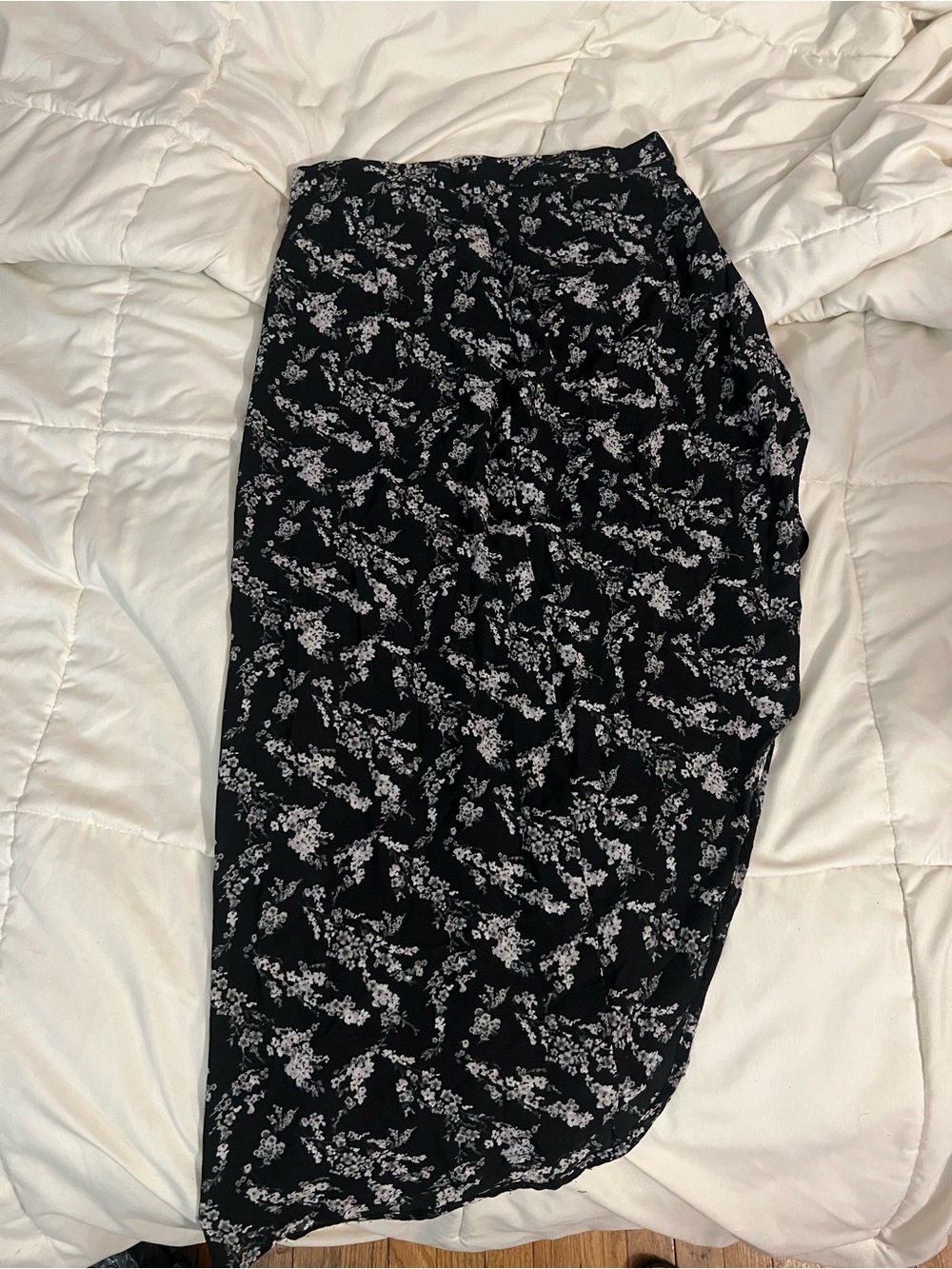 Black Floral Midi Skirt